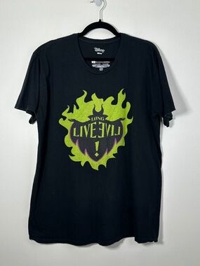 Disney Descendants Maleficent Long Live Evil Men XL TShirt Blk/Grn Flame Graphic